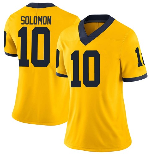 Anthony Solomon Michigan Wolverines Women's NCAA #10 Maize Limited Brand Jordan College Stitched Football Jersey VMO0254NL